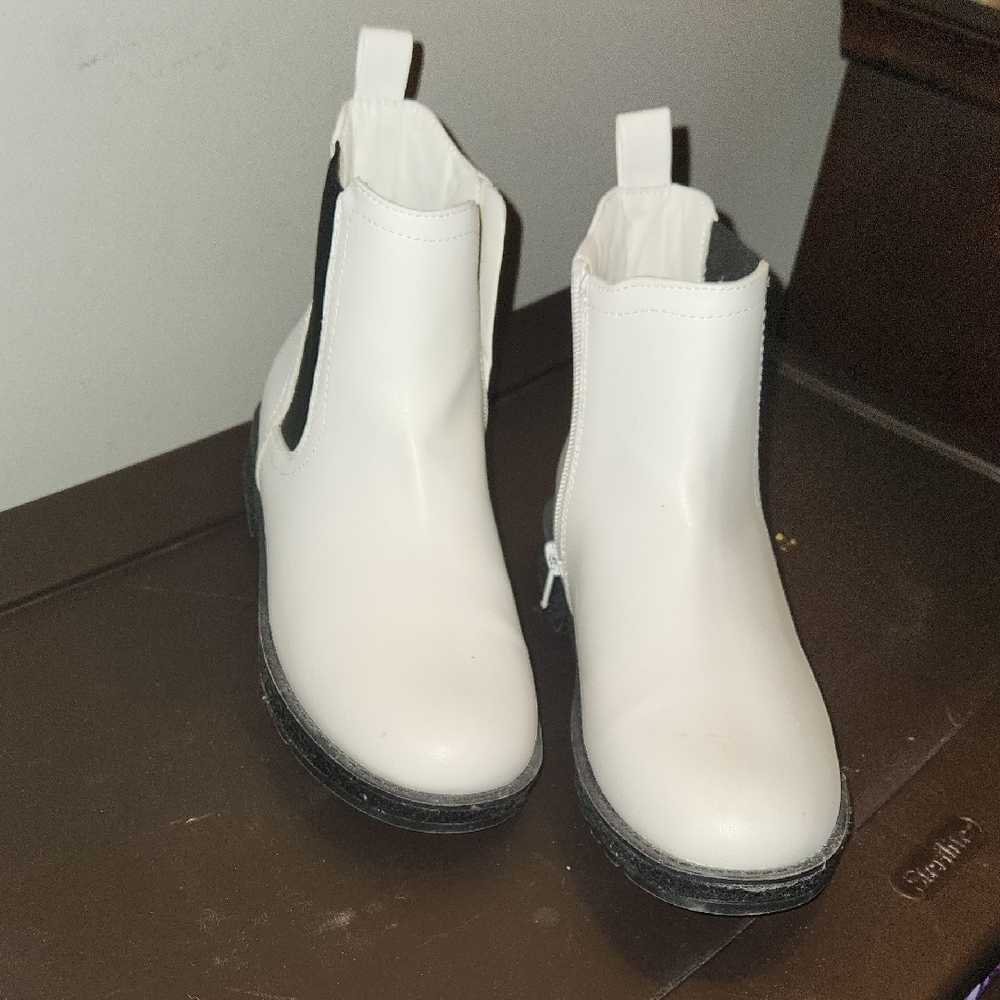 Kids White Ankle Boots